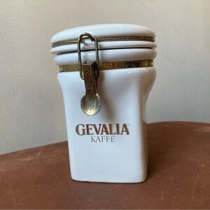 Gevalia Kaffe | Vintage Black Gold Ceramic Coffee Tea Canister Jar